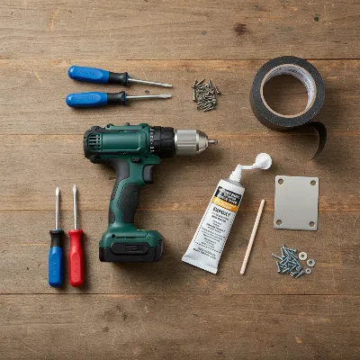 Essential tools and materials for repairing a broken deck box hinge